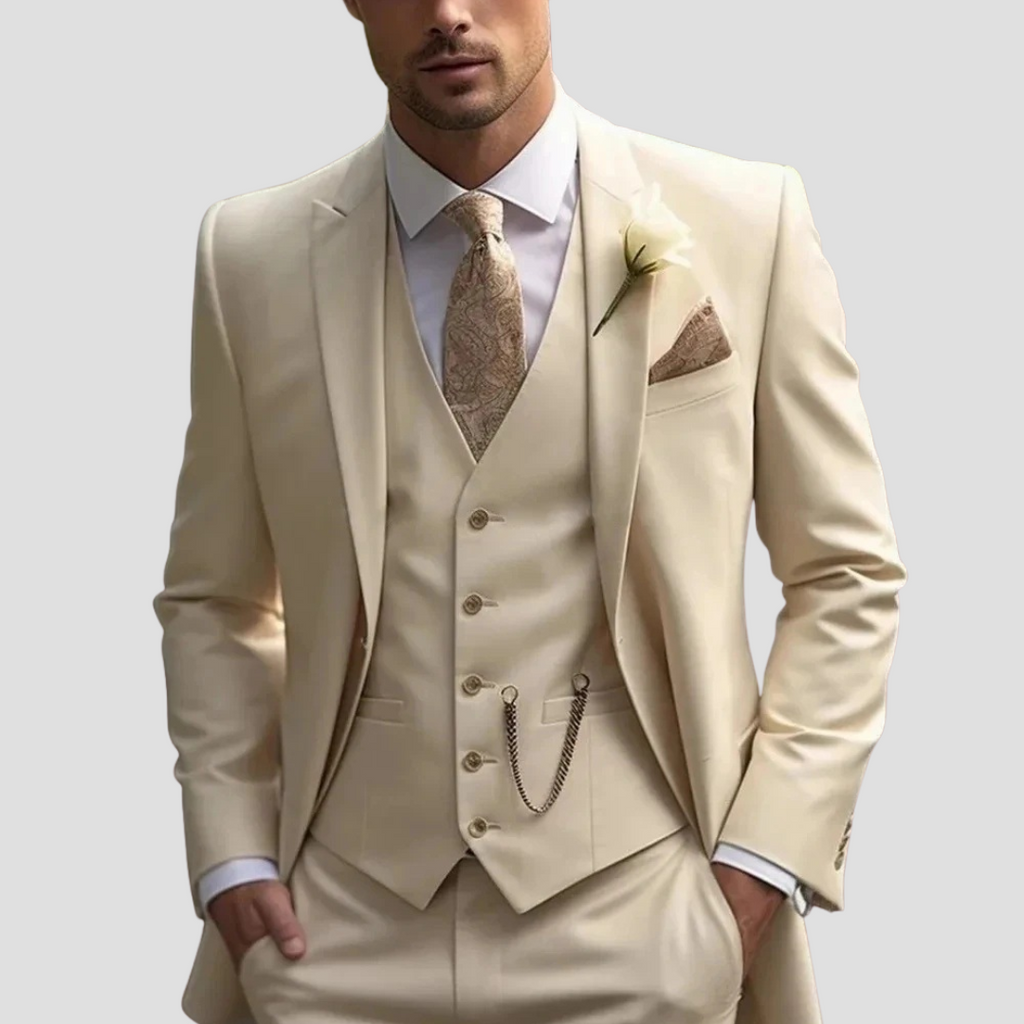 Men's Three Piece Slim Fit Tailored Formal Suit Set