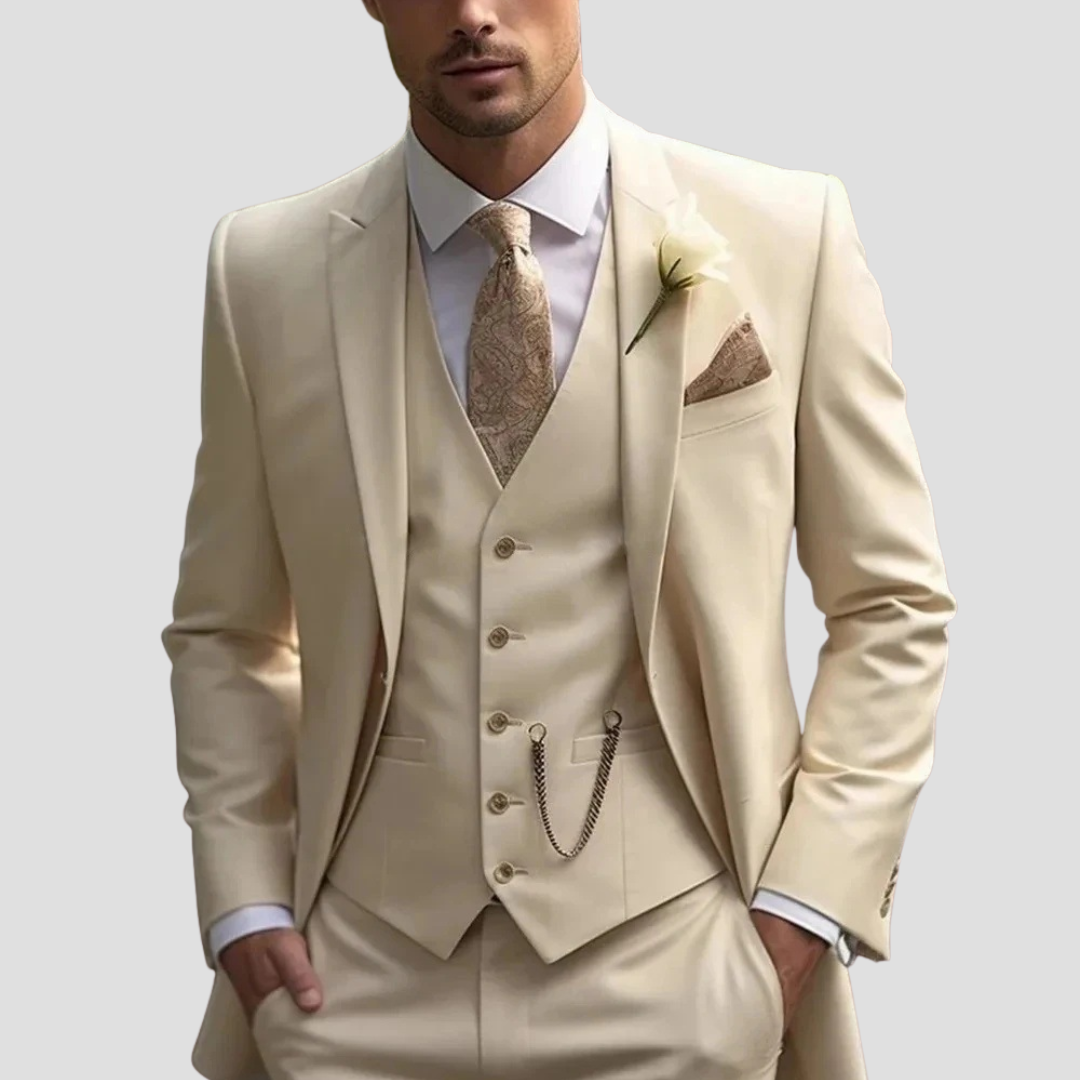 Men's Three Piece Slim Fit Tailored Formal Suit Set