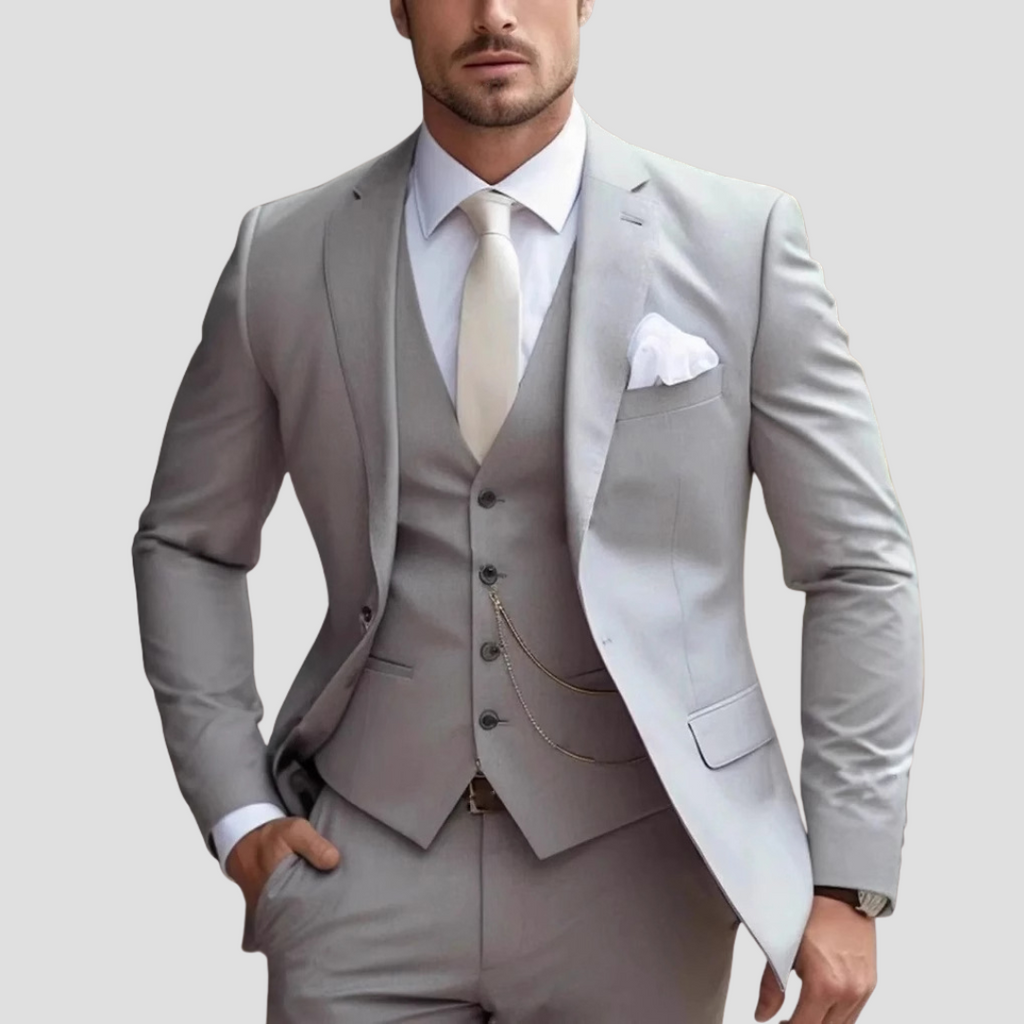 Men's Three Piece Slim Fit Tailored Formal Suit Set
