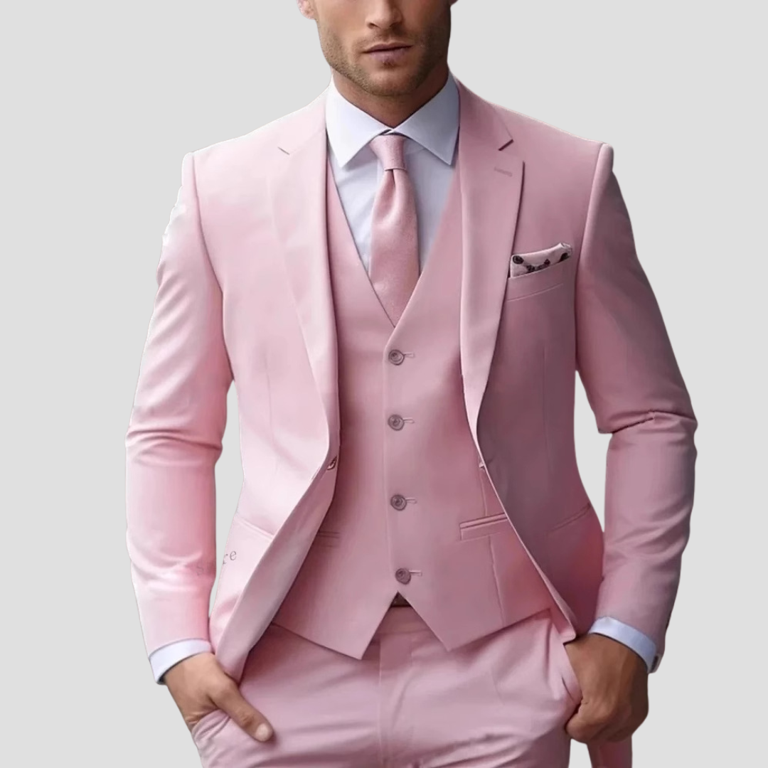 Men's Three Piece Slim Fit Tailored Formal Suit Set