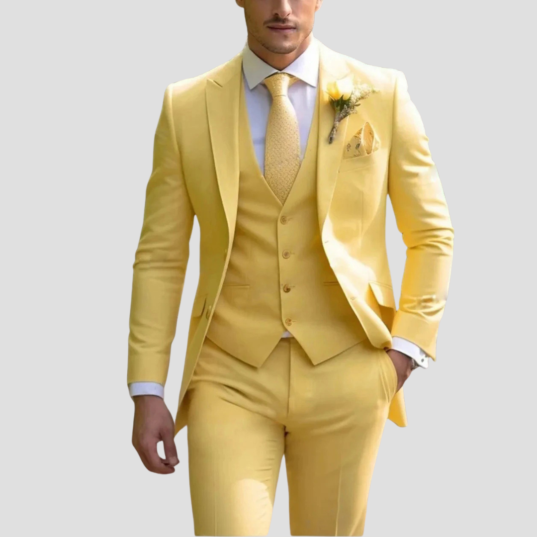Men's Three Piece Slim Fit Tailored Formal Suit Set