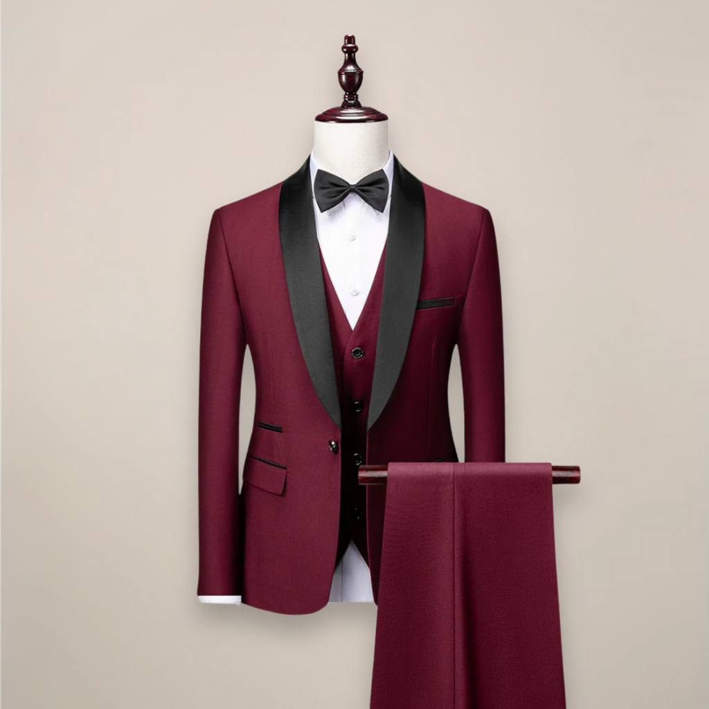 Men's Tailored Three Piece Tuxedo Suit Shawl Lapel Weddings
