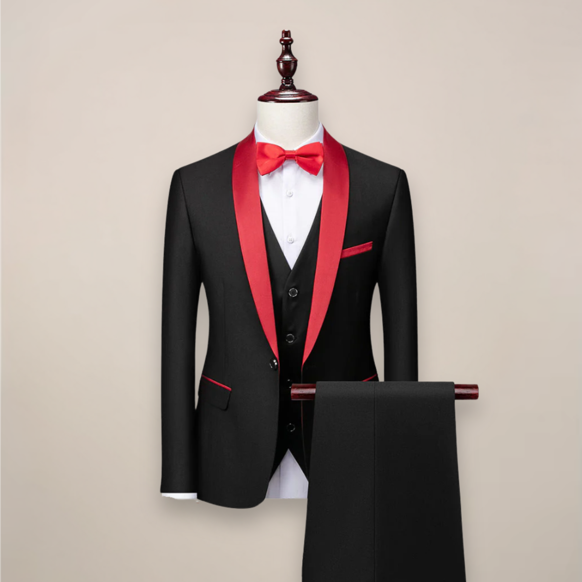 Men's Tailored Three Piece Tuxedo Suit Shawl Lapel Weddings
