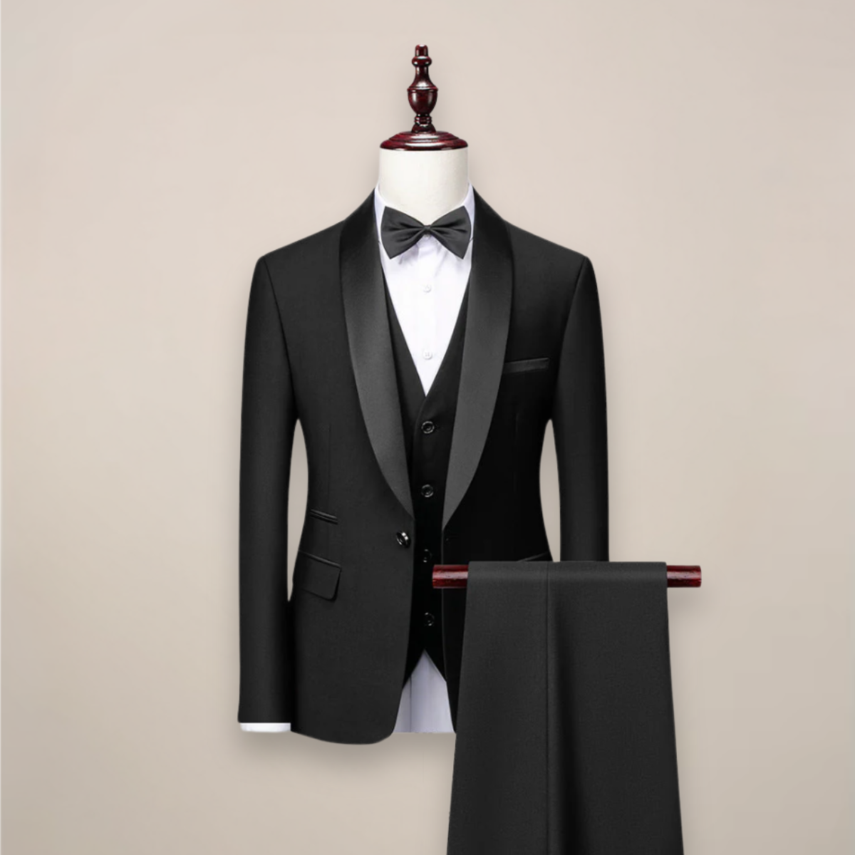 Men's Tailored Three Piece Tuxedo Suit Shawl Lapel Weddings