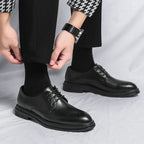 Men's Formal Derby Shoes with Glossy Finish Lace Up