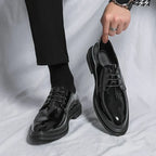 Men's Formal Derby Shoes with Glossy Finish Lace Up