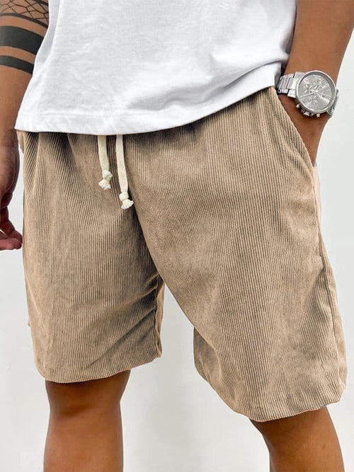 Men's Corduroy Drawstring Shorts Relaxed Textured Summer Fit