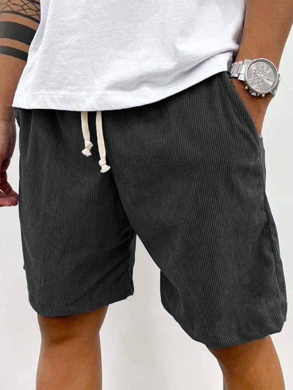 Men's Corduroy Drawstring Shorts Relaxed Textured Summer Fit