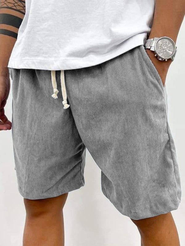 Men's Corduroy Drawstring Shorts Relaxed Textured Summer Fit
