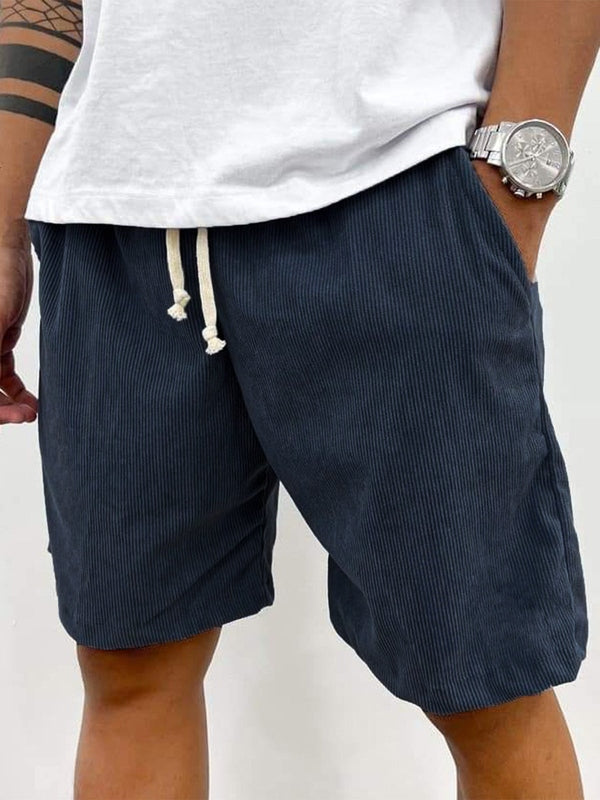 Men's Corduroy Drawstring Shorts Relaxed Textured Summer Fit