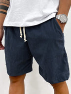 Men's Corduroy Drawstring Shorts Relaxed Textured Summer Fit