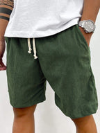 Men's Corduroy Drawstring Shorts Relaxed Textured Summer Fit