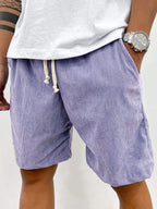 Men's Corduroy Drawstring Shorts Relaxed Textured Summer Fit