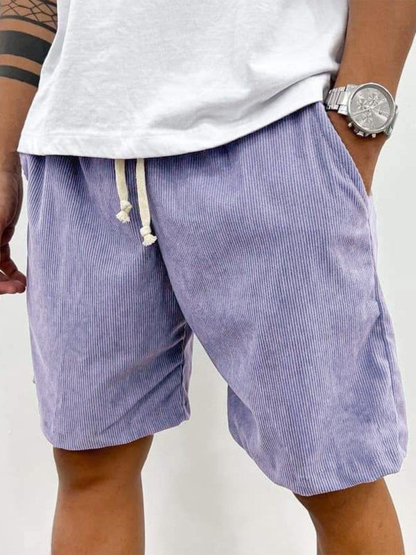 Men's Corduroy Drawstring Shorts Relaxed Textured Summer Fit