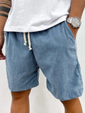 Men's Corduroy Drawstring Shorts Relaxed Textured Summer Fit