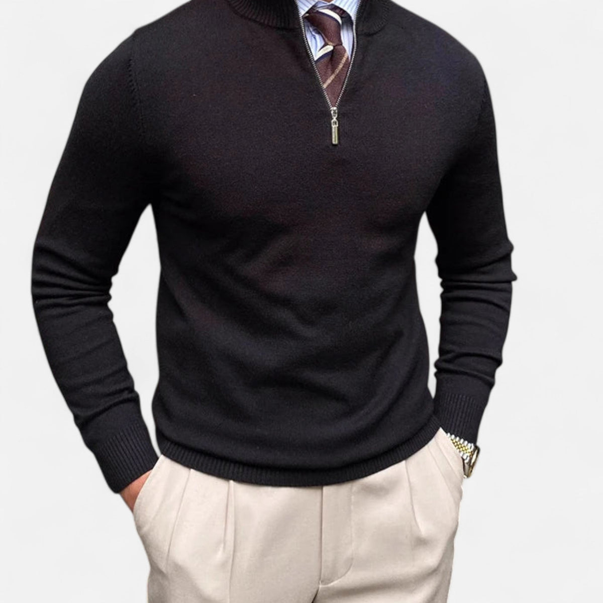 Men's Half Zip Pullover Smooth Knit Sweater for Spring