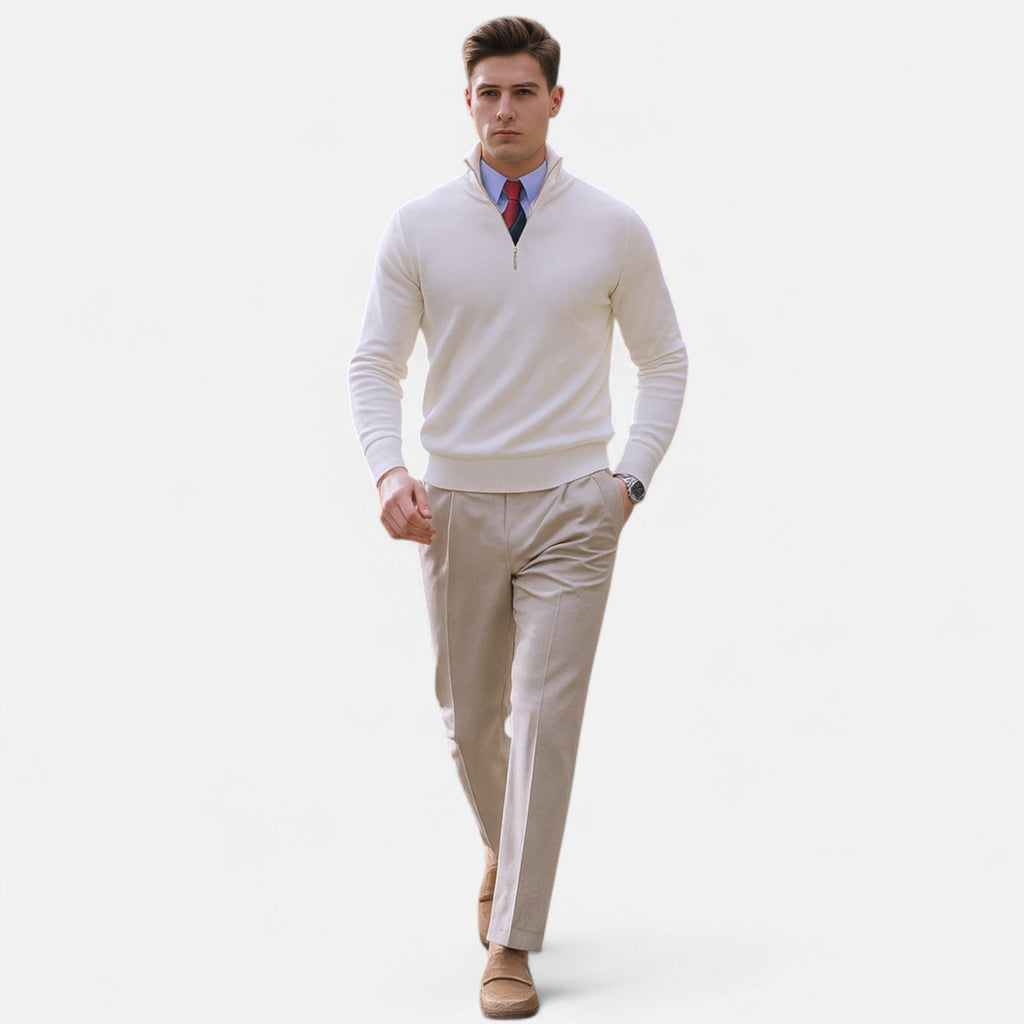 Men's Half Zip Pullover Smooth Knit Sweater for Spring