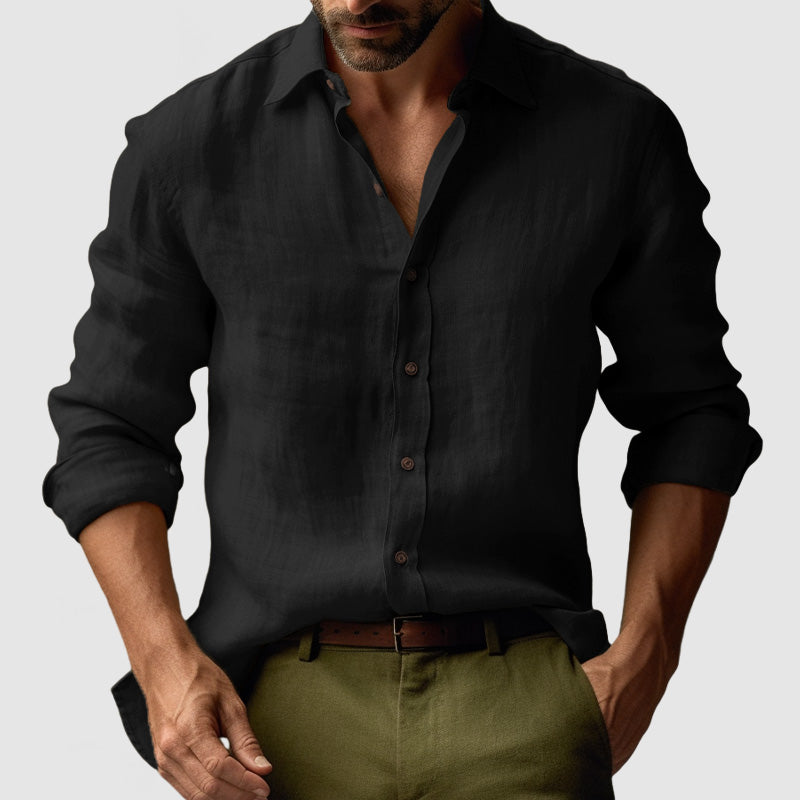 Men's Vintage Inspired Long Sleeve Shirt Relaxed Button Up