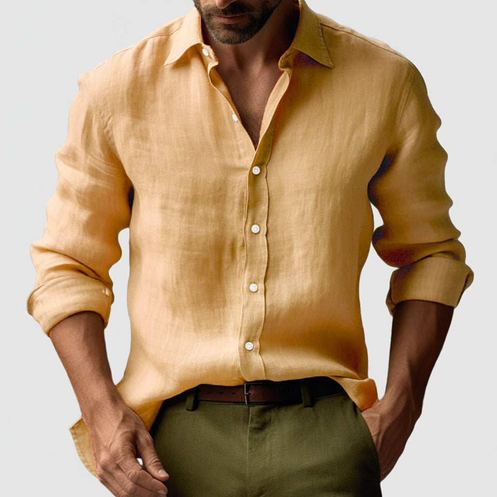 Men's Vintage Inspired Long Sleeve Shirt Relaxed Button Up