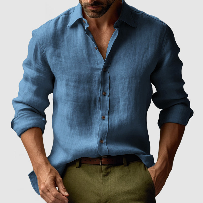 Men's Vintage Inspired Long Sleeve Shirt Relaxed Button Up