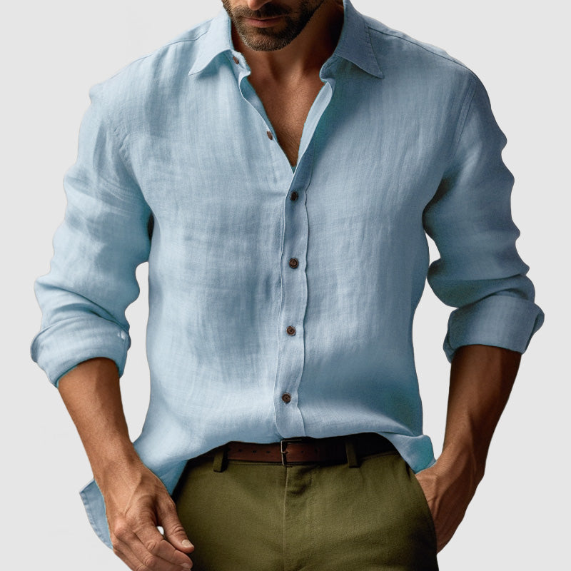 Men's Vintage Inspired Long Sleeve Shirt Relaxed Button Up