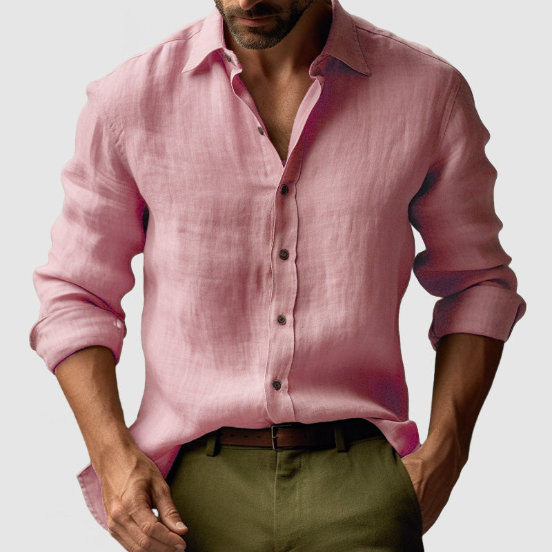 Men's Vintage Inspired Long Sleeve Shirt Relaxed Button Up