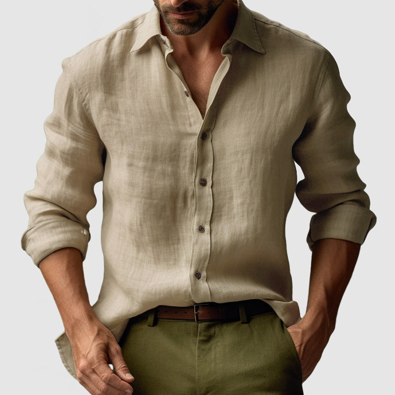 Men's Vintage Inspired Long Sleeve Shirt Relaxed Button Up