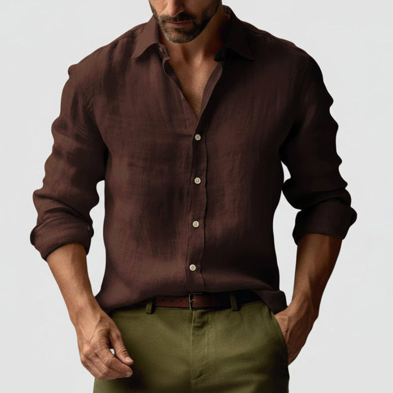 Men's Vintage Inspired Long Sleeve Shirt Relaxed Button Up