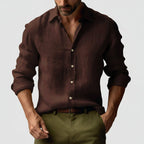 Men's Vintage Inspired Long Sleeve Shirt Relaxed Button Up