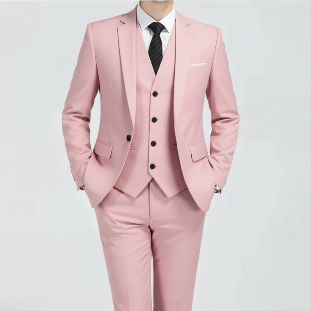 Men's Single Button Three Piece Suit Spring and Weddings
