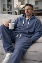 Men's Waffle Knit Tracksuit Relaxed Half Zip Hoodie