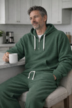 Men's Waffle Knit Tracksuit Relaxed Half Zip Hoodie
