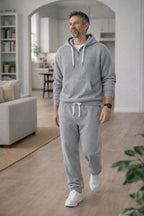 Men's Waffle Knit Tracksuit Relaxed Half Zip Hoodie