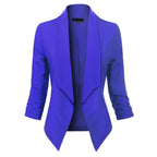 Women's Open-Front Blazer – Ruched-Sleeve Smart Layer