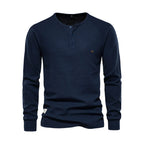 Men's Henley Shirt Long Sleeve Button Neck Casual Top