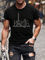 Men's Graphic T Shirt Rhinestone Crown Logo Slim Fit