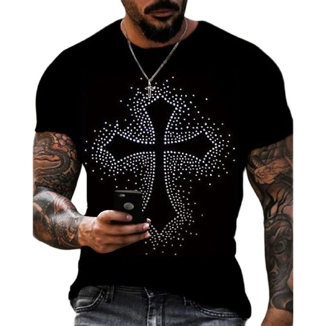 Men's Graphic T Shirt Rhinestone Crown Logo Slim Fit