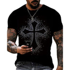 Men's Graphic T Shirt Rhinestone Crown Logo Slim Fit