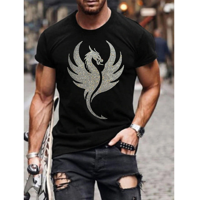 Men's Graphic T Shirt Rhinestone Crown Logo Slim Fit