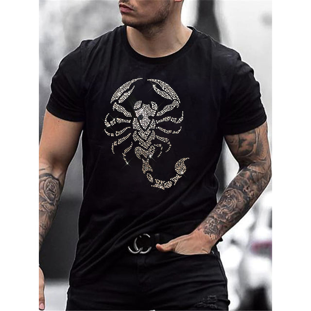 Men's Graphic T Shirt Rhinestone Crown Logo Slim Fit