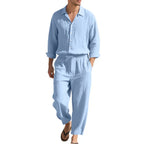 Men's Linen Co Ord Set Relaxed Shirt Trousers