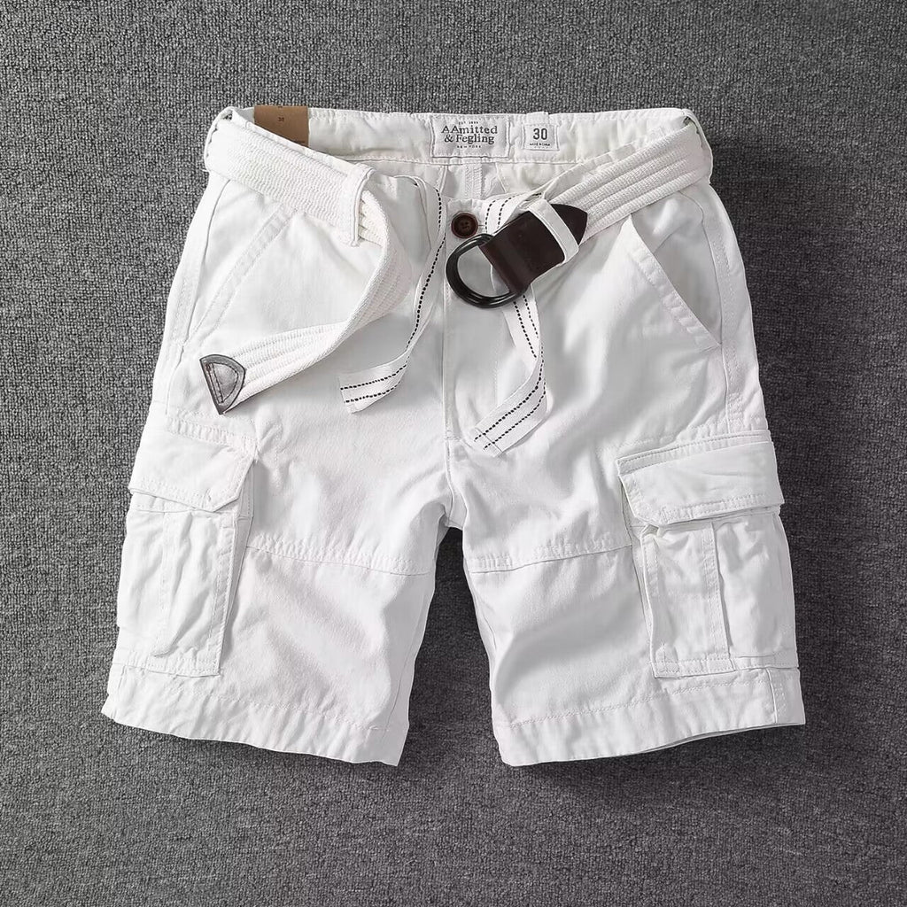 Men's Washed Utility Cargo Shorts Relaxed Fit Streetwear Bottoms
