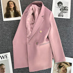 Women's Oversized Tailored Blazer Double Button Smart Jacket