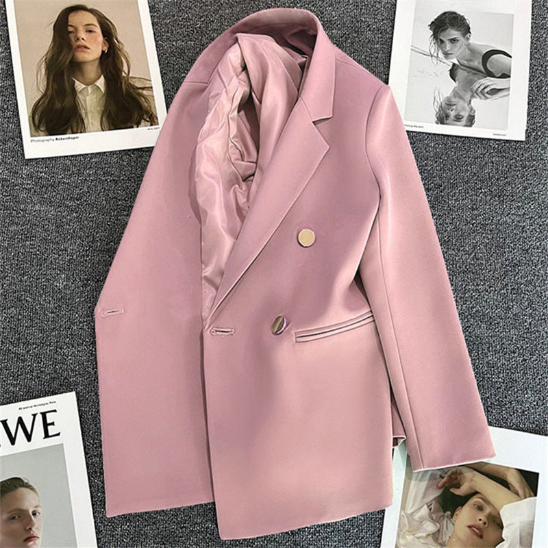 Women's Oversized Tailored Blazer Double Button Smart Jacket