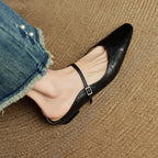 Women's Pointed Toe Strap Detail Slip-On Mule Flats