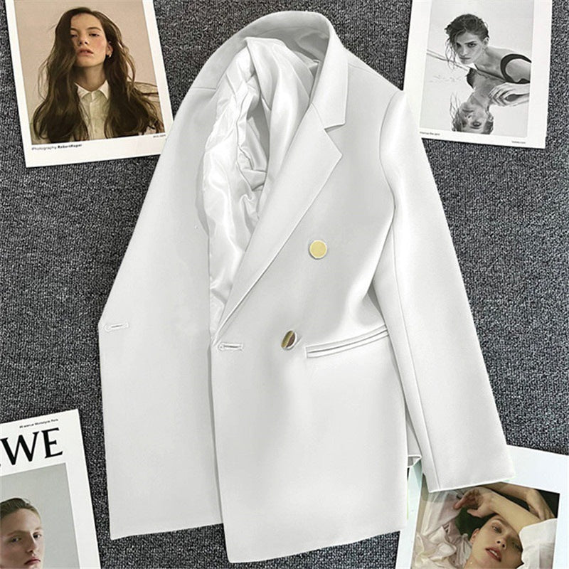 Women's Oversized Tailored Blazer Double Button Smart Jacket