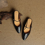 Women's Pointed Toe Strap Detail Slip-On Mule Flats