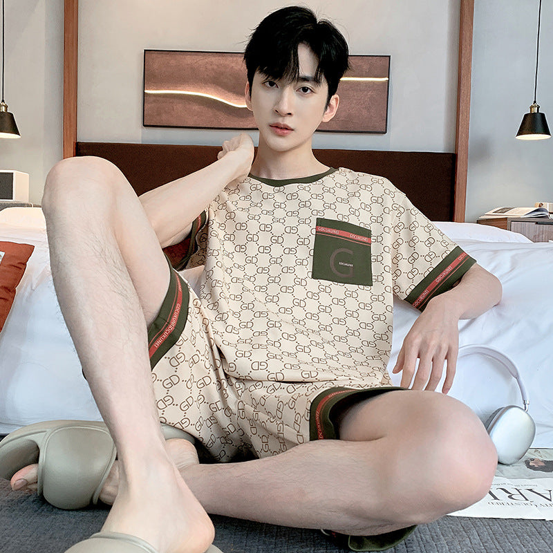 Men's Printed Cotton Lounge Shorts and Relaxed Sleepwear Set