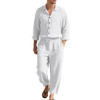 Men's Linen Co Ord Set Relaxed Shirt Trousers