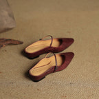 Women's Pointed Toe Strap Detail Slip-On Mule Flats